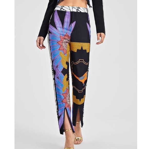 Fabulous Graphic Print Split Hem Stand Out Pants | M - Picture 3 of 9